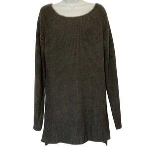 Mary McFadden‎ Collection Ribbed Tunic Sweater Charcoal Gray Long Sleeve Large